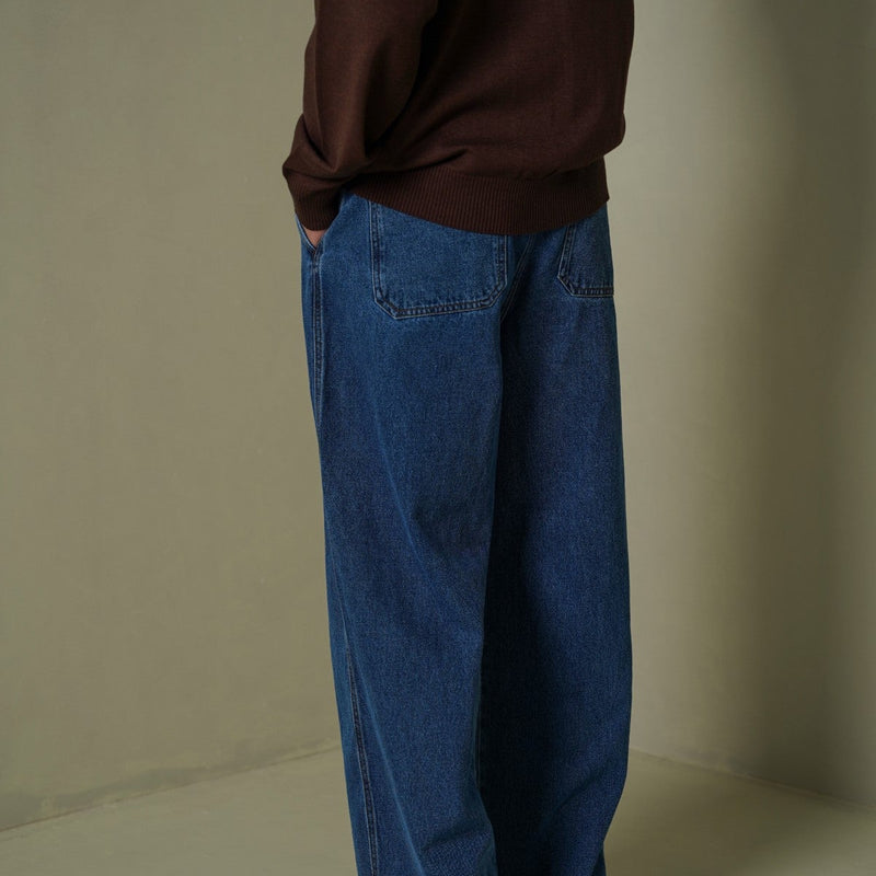 3D PLEAT DENIM PANTS