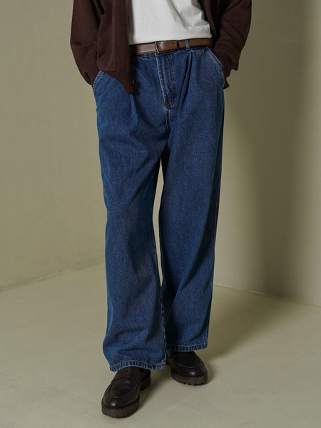 3D PLEAT DENIM PANTS