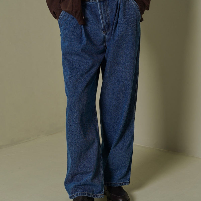 3D PLEAT DENIM PANTS