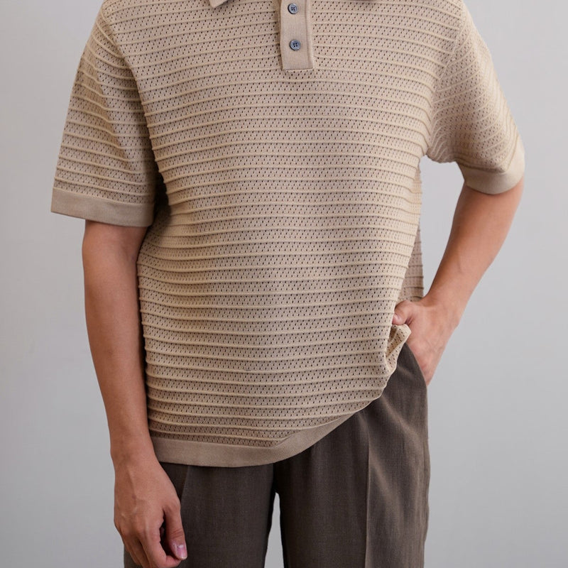 KNITTED MESH POLO