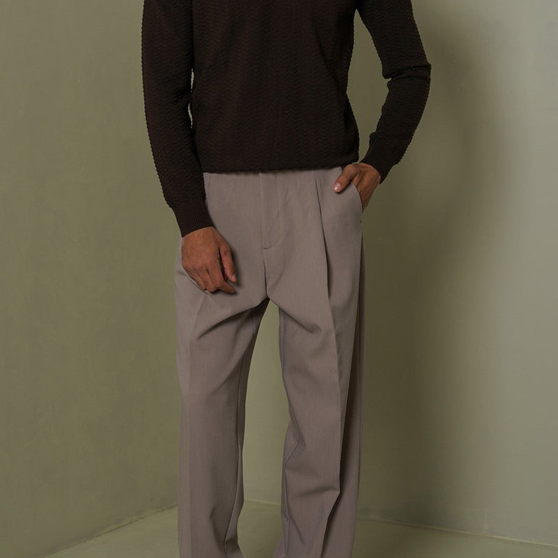 RIPPLE-KNIT POLO SWEATER