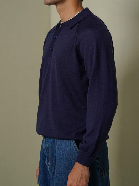 WOOL BLEND POLO SWEATER