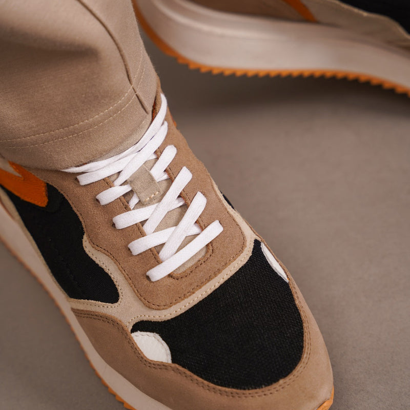 CONTRAST LEATHER JOGGERS