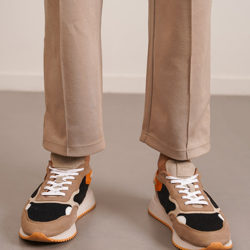 CONTRAST LEATHER JOGGERS