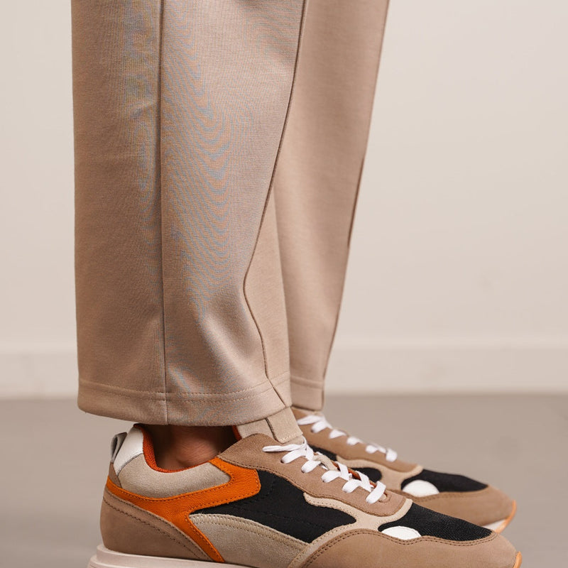 CONTRAST LEATHER JOGGERS