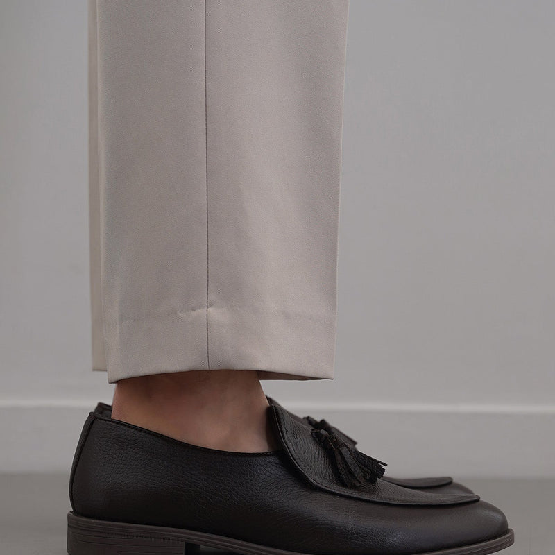 GRAINED LEATHER TASSEL LOAFERS