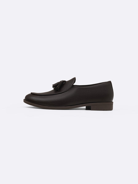 GRAINED LEATHER TASSEL LOAFERS