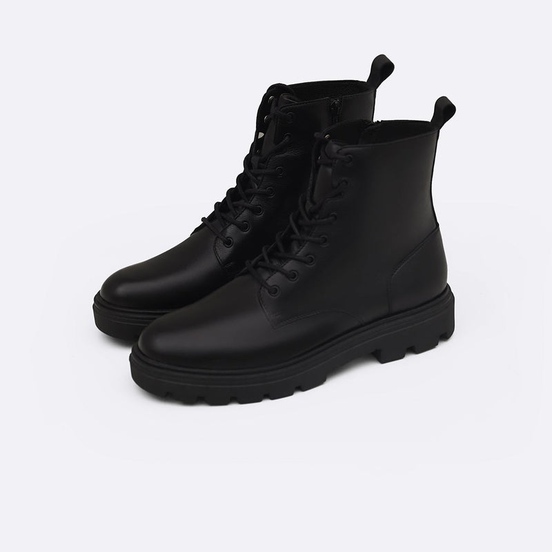 CHUNKY LEATHER BIKER BOOTS