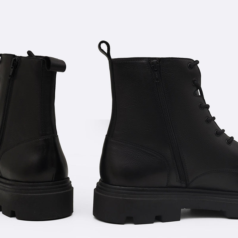 CHUNKY LEATHER BIKER BOOTS