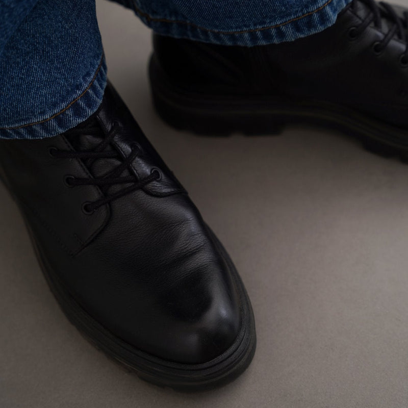 CHUNKY LEATHER BIKER BOOTS