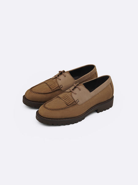 LEATHER MOC-TOE SHOES
