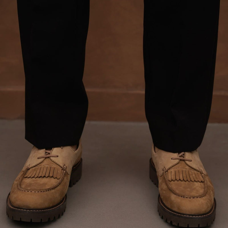 LEATHER MOC-TOE SHOES