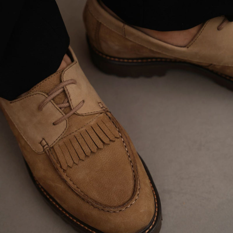 LEATHER MOC-TOE SHOES