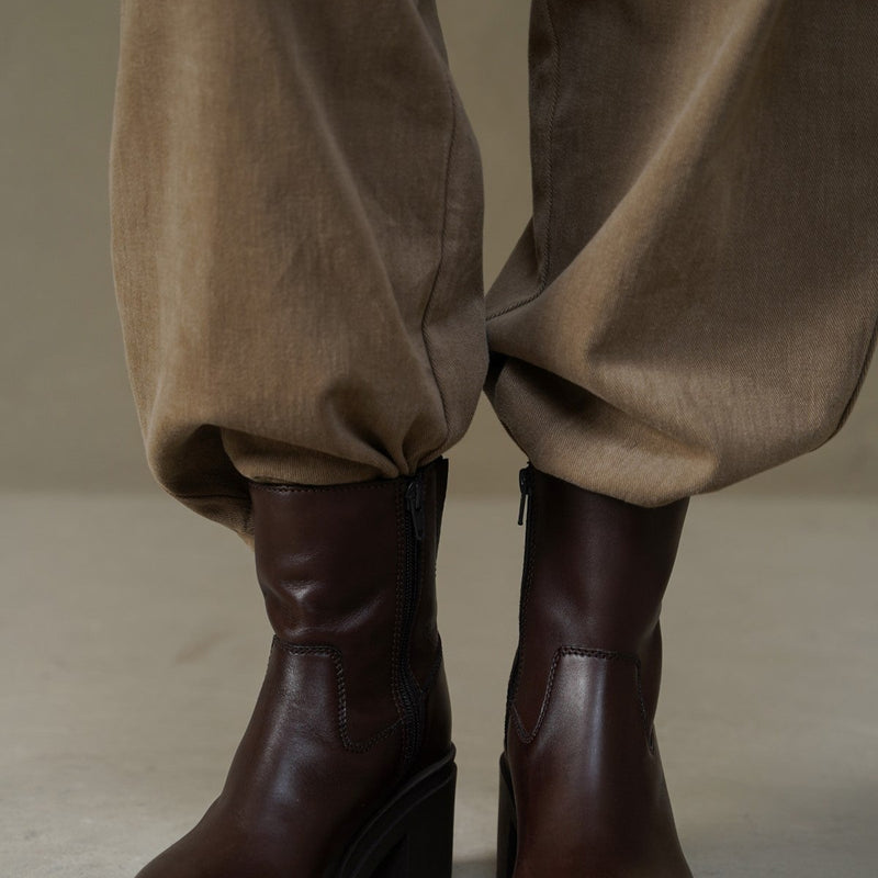 LEATHER PLATFORM BOOTS