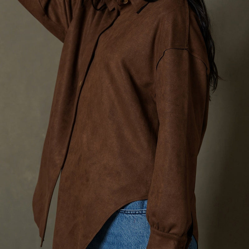 CUT-HEM SUEDE SHIRT