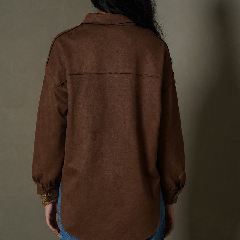 CUT-HEM SUEDE SHIRT