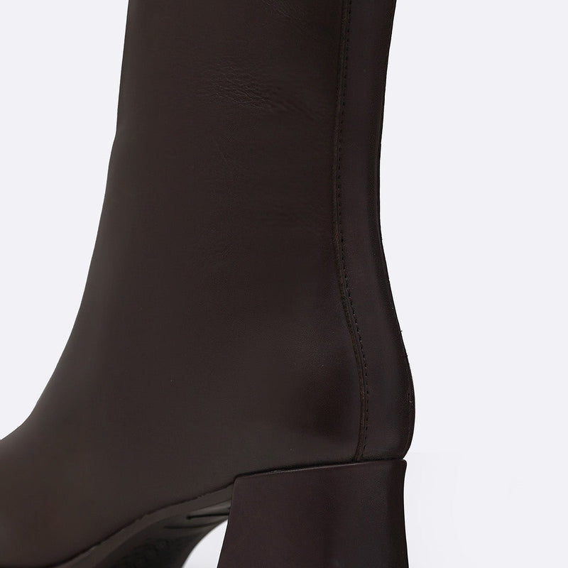 TOP-STITCH LEATHER BOOTS