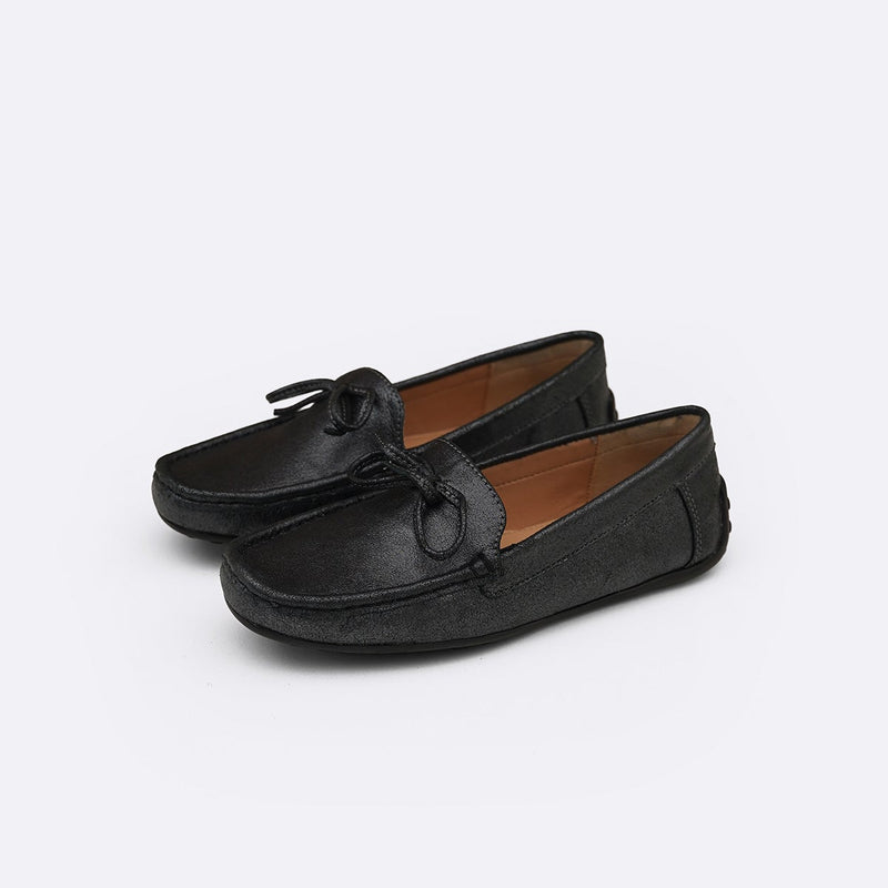 BOW LEATHER MOCCASINS